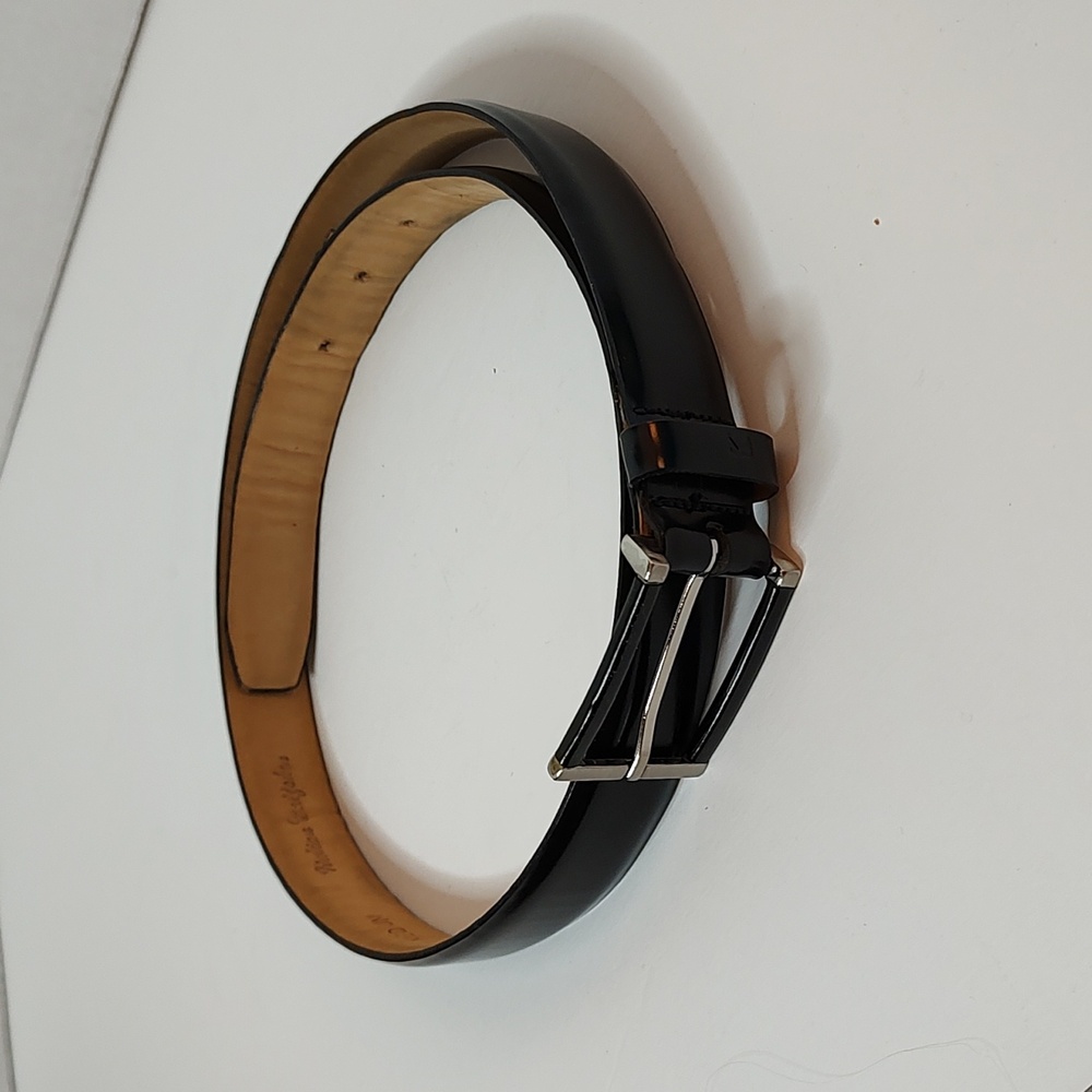Black Leather Italian Calfskin Calvin Klein Belt sz Medium #651507